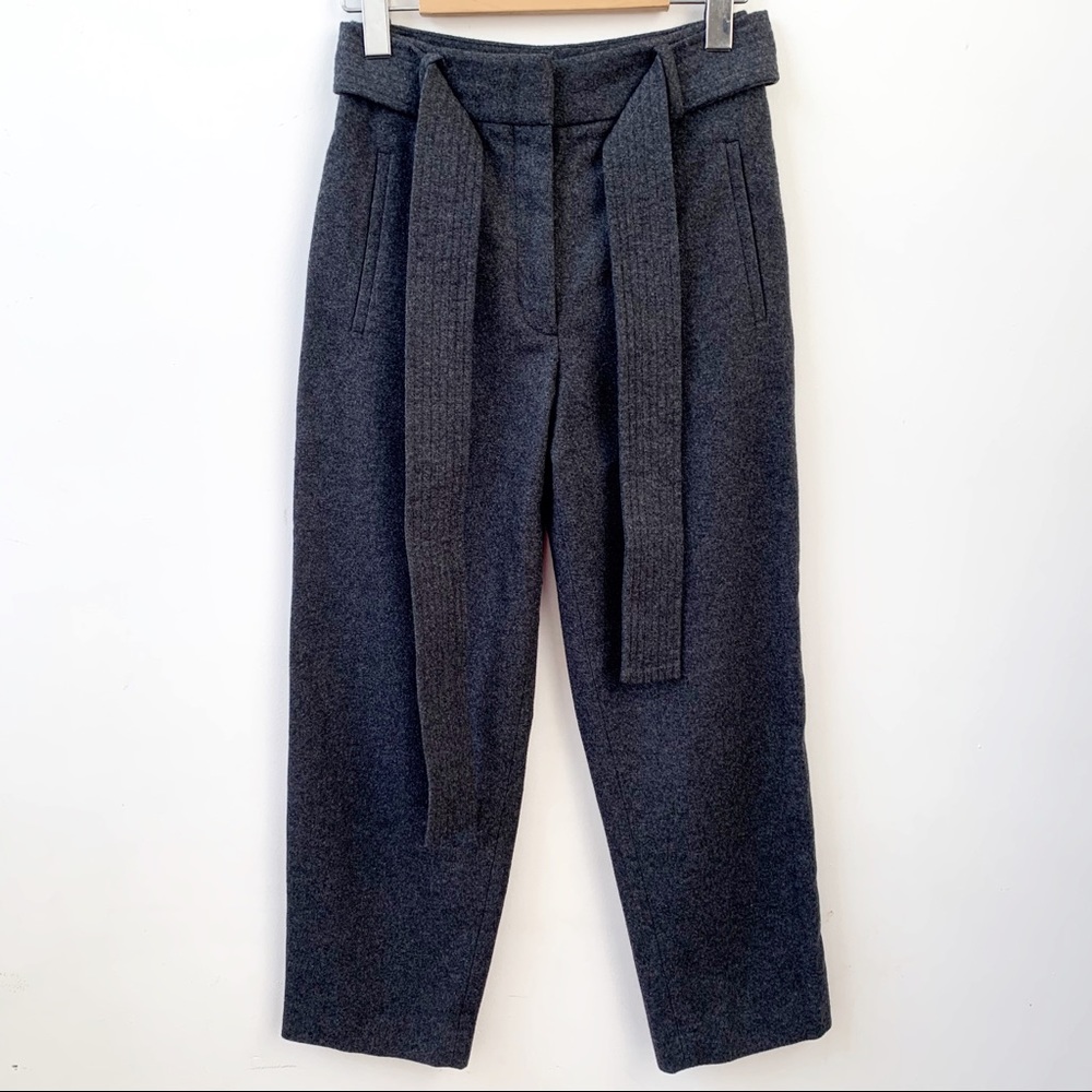 Aritzia Wilfred Jallade Gray Tie Front Cropped Tapered Leg Wool Pants - Picture 7 of 16